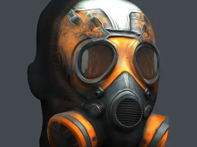 Gas mask helmet 3d model military combat fantasy cyborg Low-poly 3D model