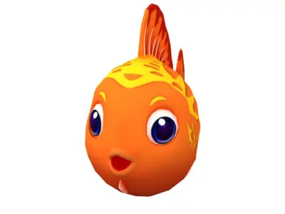 Red Lyretail Molly Fish Cartoon Animated Low-poly 3D model