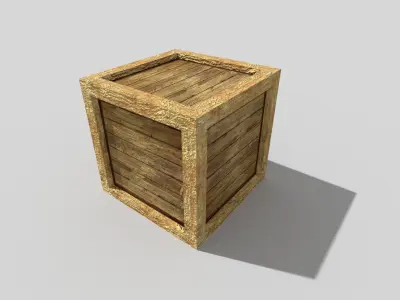 low poly wooden box Low-poly 3D model