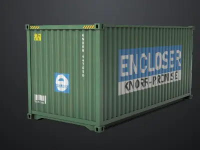 5 Cargo Container 20ft Single mat All PBR Unity UE Textures 3D model