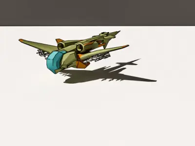 Low poly hybrid spaceship fighter Low-poly 3D model