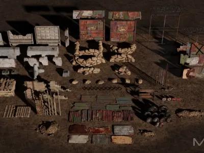 Barricades Pack Low-poly 3D model