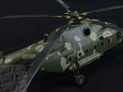 Heavy Military Transport Helicopter Low-poly 3D model