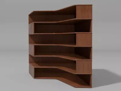 Six tier corner bookshelf Free low-poly 3D model