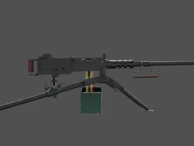 browning m2 machine gun pbr Low-poly 3D model