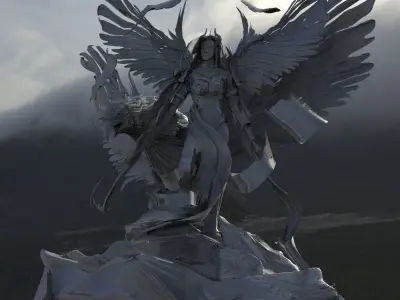 Phoenix Rising women model with phoenix 3D model