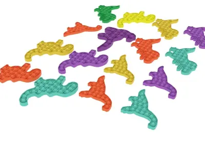 Dinosaur Pop It Fidget Toys Set 3D model