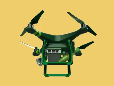 MILITARY UAV DRONE QUADCOPTER MISSILE TORPEDO AIR BOMB COMBAT 3D model