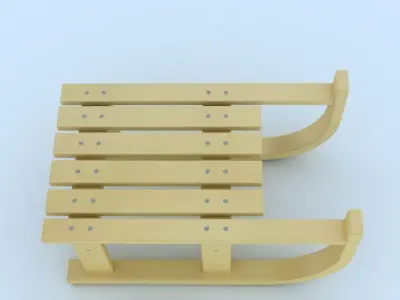 Sled 3d model wooden 3D model