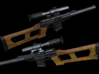 Sniper Rifle Vintorez VSS Low-poly 3D model