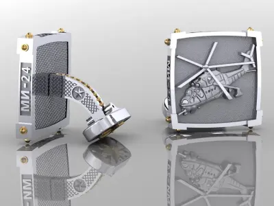 Cufflinks with Helicopter 3D print model