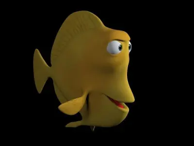Cartoon yellow fish Low-poly 3D model
