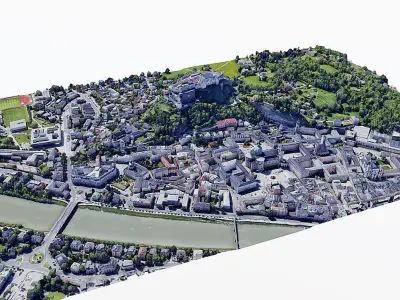 Hohensalzburg Fortress-castle Low-poly 3D model