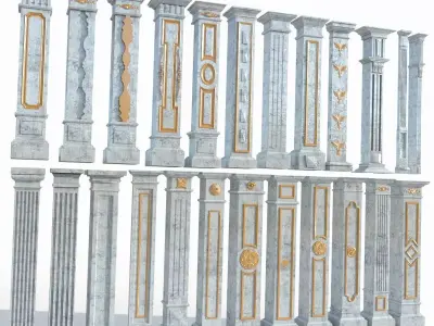 Colone set of marble columns 3D model