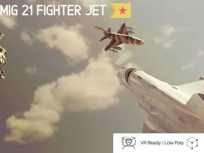 MiG 21 - Rigged and Animated - with Interior - M1 Low-poly 3D model