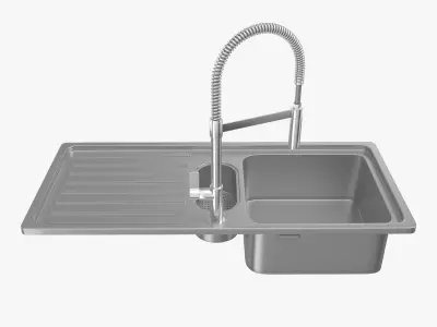 Sink Alpes-Inox with FLAG Kitchen mixer tap By Nobili 3D model