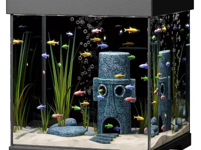Aquarium with Squidward house 3D model