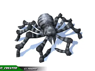 Low-Poly Black Evil Spider Rigged Animated 3d model Low-poly 3D model