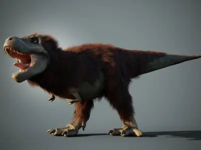 Tyrannosaurus Rex with feathers Low-poly 3D model