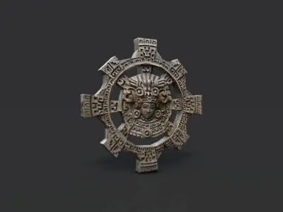 Ancient carved wall artifact Low-poly 3D model