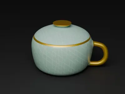 3D Ceramic Bowl with Geometric Pattern for Visualization 3D model