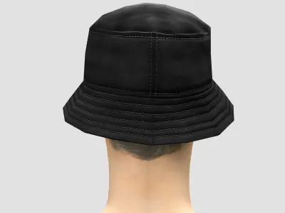 Bucket hat - black Low-poly 3D model