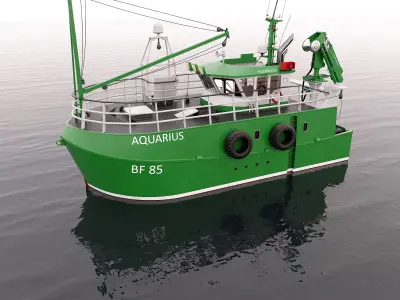 Fishing Trawler Green 3D model