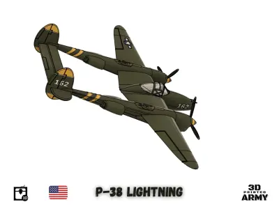 Lockheed P-38 Lightning -3D print  model 3D print model