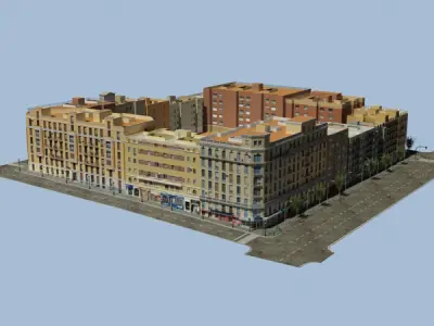 City Block Low-poly 3D model