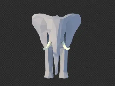 Low Poly Elephant with tusks Low-poly 3D model
