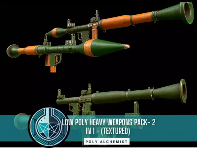 Low Poly Heavy Weapons Pack 2 In 1 - Textured  Low-poly 3D model