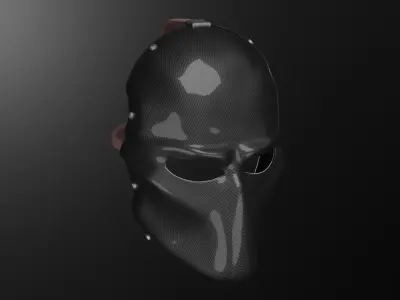 Procedural carbon-fiber aggressive mask with backstraps 3D model