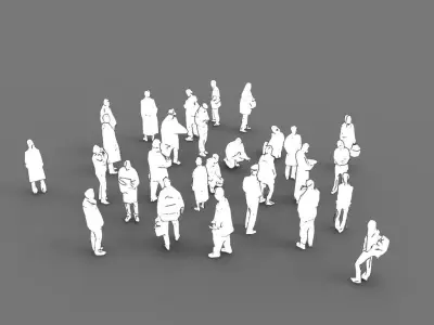Lowpoly People - 28 unique characters Low-poly 3D model