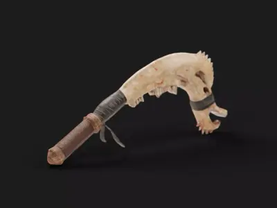 Ancient Fantasy Jawbone Club Low-poly 3D model