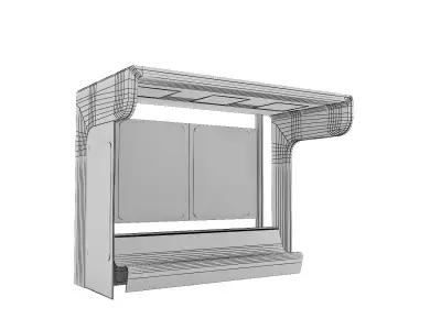 Public Transport Waiting Shelter with Bench and Ads Panel 3D model