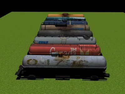 Oil Trains Low-poly 3D model