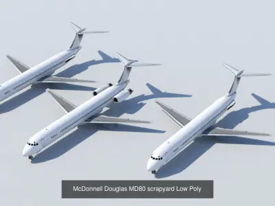 5 Low Poly Blank Boneyard Aircraft Static 3D Model Collection