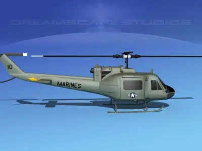 Bell UH-1B Iroquois V12 US Marines 3D model