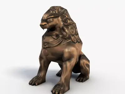 Chinese guardian lion Low-poly 3D model