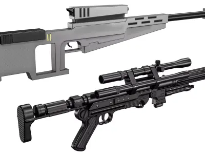 ISB Tactical Blaster Rifle  And  Galar 90 Rifle Low-poly 3D model