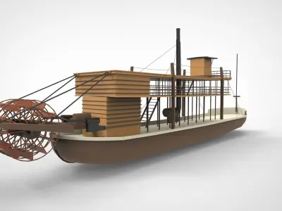 Traditional paddle ships 3D model