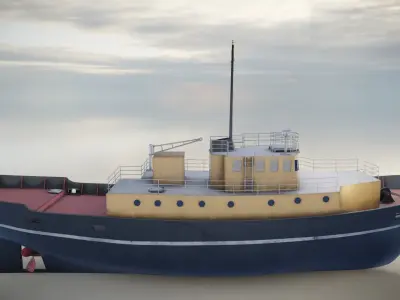 Industrial Ship Low-poly 3D model