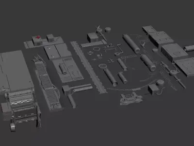 Architecture detail set of tools Free low-poly 3D model