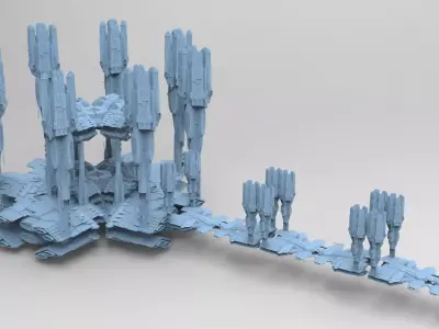 Dark Elven Sci-Fi Dome Arch Tower Bridge  3D model