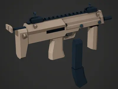 Stylized Mp7 SMG Low Poly Mobile Ready Low-poly 3D model