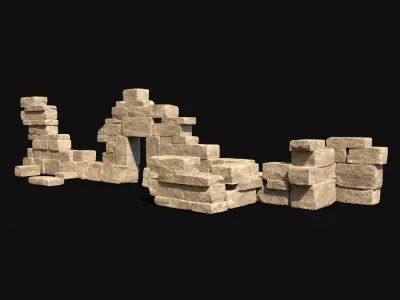  ARABIC DESERT RUINS EGYPTIAN SAND STONES DEBRIS Low-poly 3D model