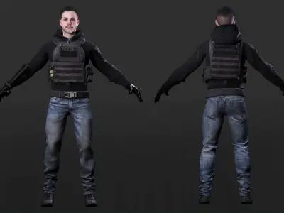 Spectral Infiltrator - Kiven s steath Ensemble In Nightfall Blue Low-poly 3D model