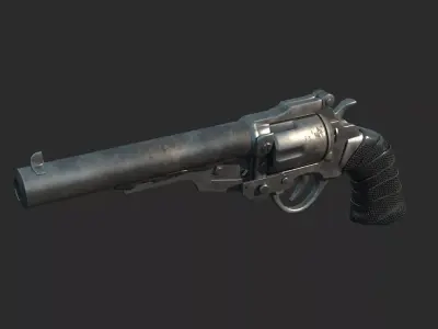 Future apocalyptic-style assembled revolver 3D model