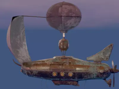 Steam Punk Airship Low-poly 3D model