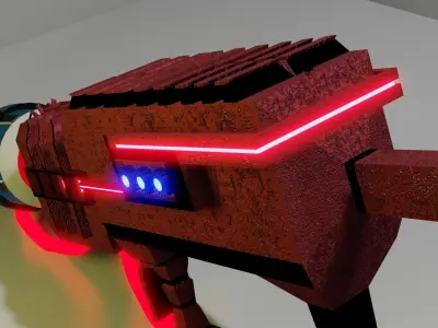 Sci fi Fire Boll Gun Animated Low-poly 3D model